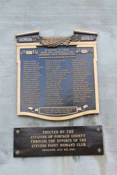 PORTAGE COUNTY WORLD WAR I HONOR ROLL MEMORIAL FLAGPOLE PLAQUE