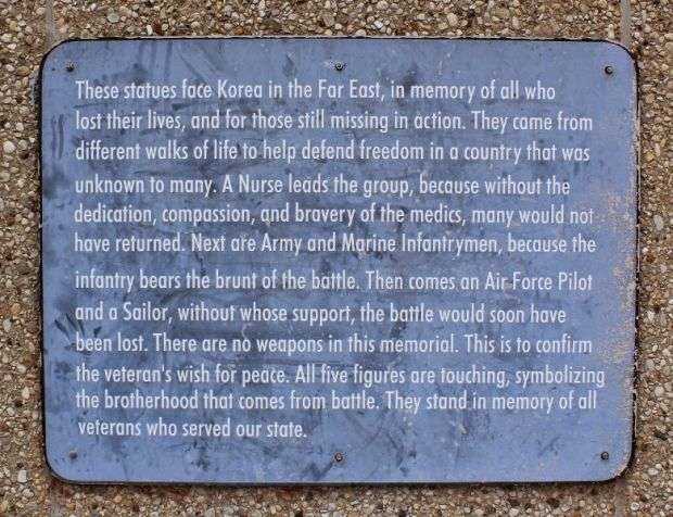 WISCONSIN KOREAN WAR VETERANS MEMORIAL STATUES PLAQUE