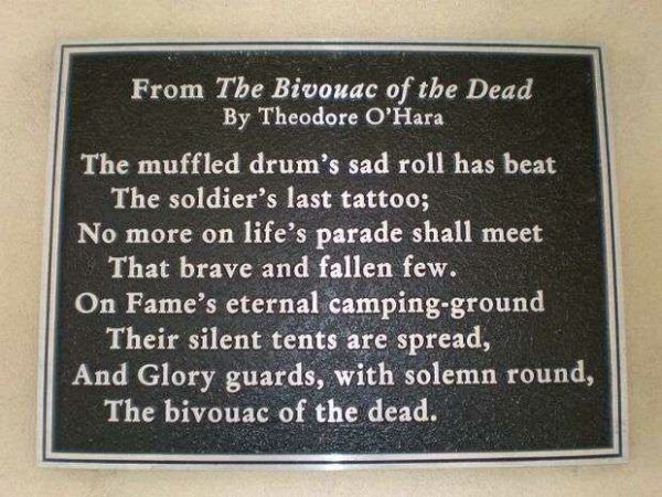 THE BIVOUAC OF THE DEAD MEMORIAL PLAQUE