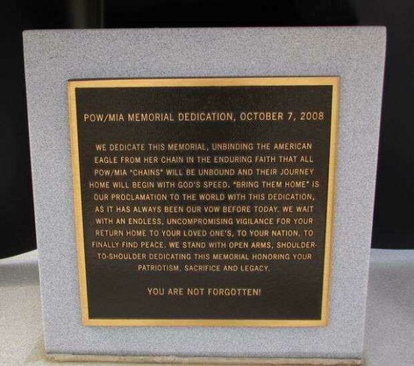WARNER ROBINS POW/MIA MEMORIAL DEDICATION PLAQUE