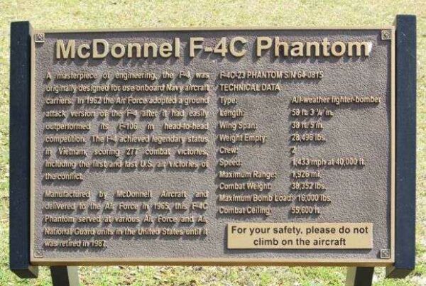 MCDONNEL F-4C PHANTOM MEMORIAL AIRCRAFT PLAQUE
