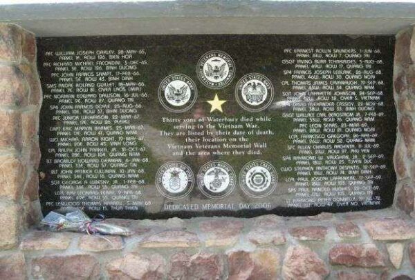 WATERBURY VIETNAM WAR MEMORIAL PLAQUE