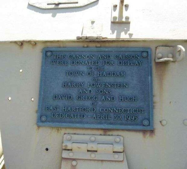 HADDAM MEMORIAL CANNON PLAQUE