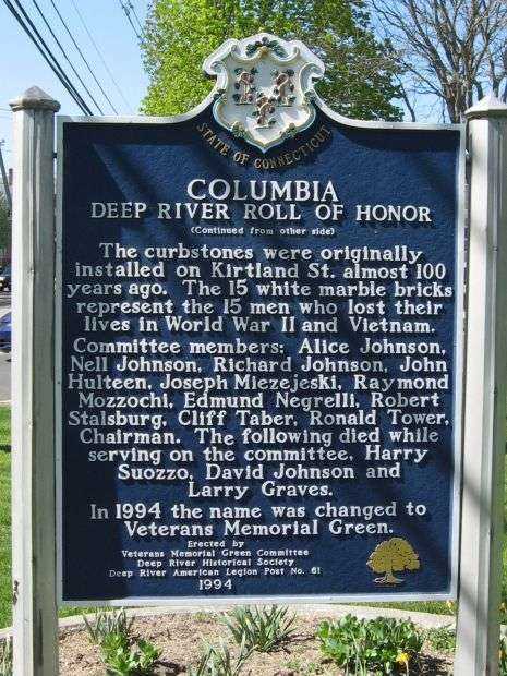 COLUMBIA DEEP RIVER ROLL OF HONOR MEMORIAL MARKER BACK