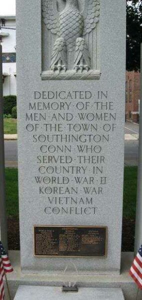 SOUTHINGTON WAR MEMORIAL DEDICATION STONE