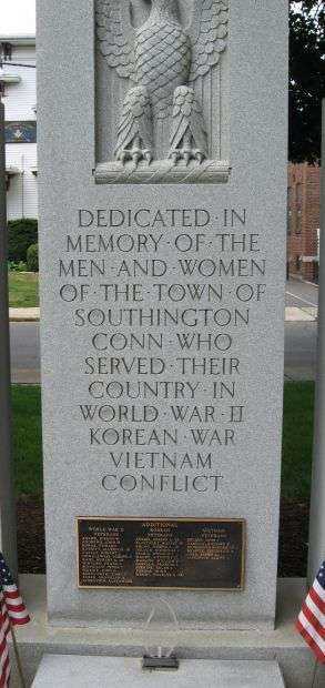 SOUTHINGTON WAR MEMORIAL DEDICATION STONE