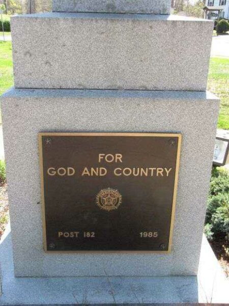 GRANBY VETERAN’S MEMORIAL AMERICAN LEGION PLAQUE