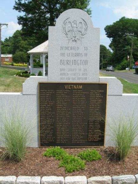 BURLINGTON WAR MEMORIAL VIETNAM WAR PLAQUE