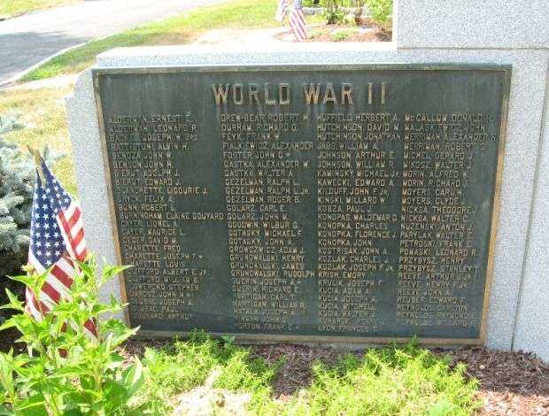 BURLINGTON WAR MEMORIAL WORLD WAR II PLAQUE