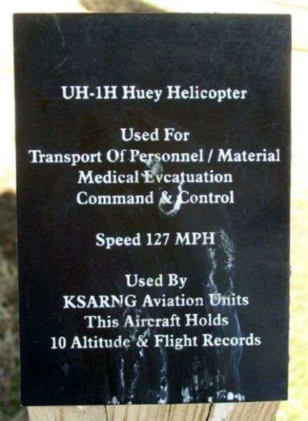 UH-1H HUEY HELICOPTER MEMORIAL PLAQUE