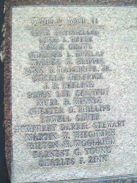 SCOTT CITY WAR MEMORIAL HONOR ROLL STONE B