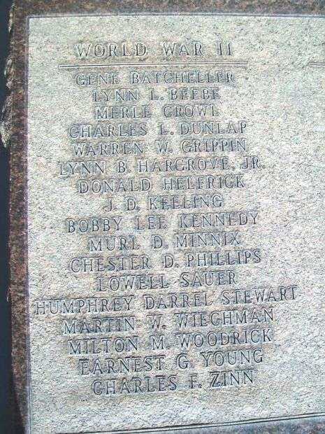 SCOTT CITY WAR MEMORIAL HONOR ROLL STONE B