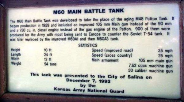 M60 MAIN BATTLE TANK MEMORIAL PLAQUE