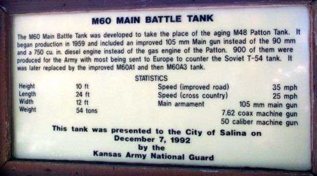 M60 MAIN BATTLE TANK MEMORIAL PLAQUE