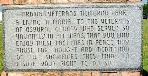 HARDMAN VETERANS MEMORIAL PARK DEDICATION STONE B