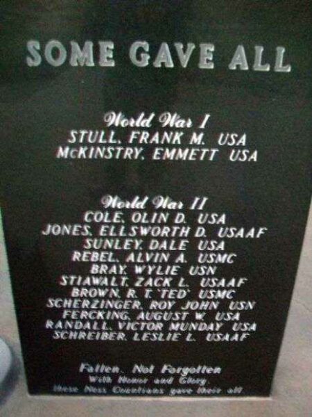 NESS COUNTY VETERANS MEMORIAL HONOR ROLL PANEL A