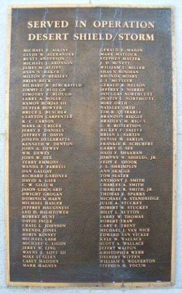 CHANUTE WAR MEMORIAL BUILDING DESERT SHIELD/STORM PLAQUE