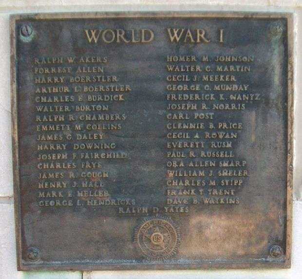 CHANUTE WAR MEMORIAL BUILDING WORLD WAR I PLAQUE