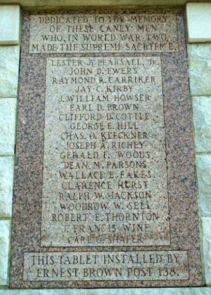 CANEY WAR MEMORIAL WORLD WAR II HONOR ROLL