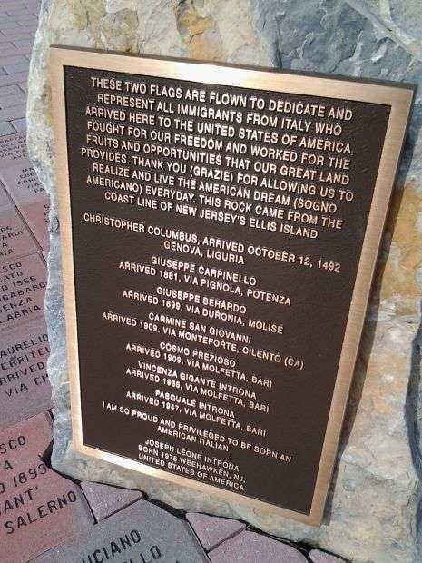JOE LEONE’S TRIBUTE TO ITALIAN AMERICANS MEMORIAL FLAGPOLE PLAQUE