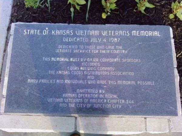 STATE OF KANSAS VIETNAM VETERANS MEMORIAL DEDICATION STONE