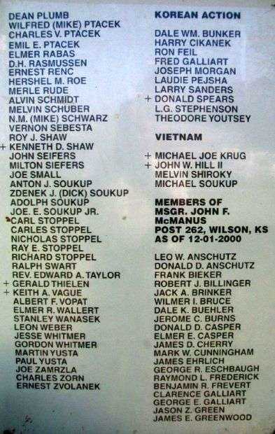 ELLSWORTH COUNTY WAR MEMORIAL PLAQUE D