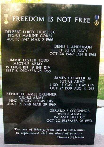 HERINGTON VIETNAM VETERANS HONOR ROLL MEMORIAL FRONT