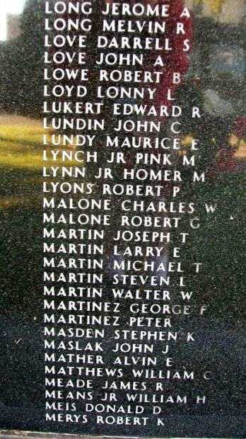 KANSAS VIETNAM VETERANS MEMORIAL PANEL O