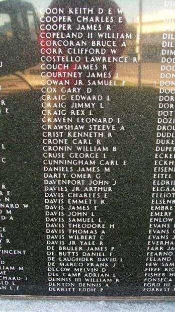 KANSAS VIETNAM VETERANS MEMORIAL PANEL E