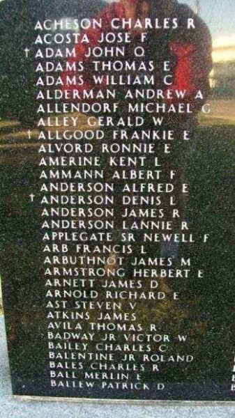 KANSAS VIETNAM VETERANS MEMORIAL PANEL A