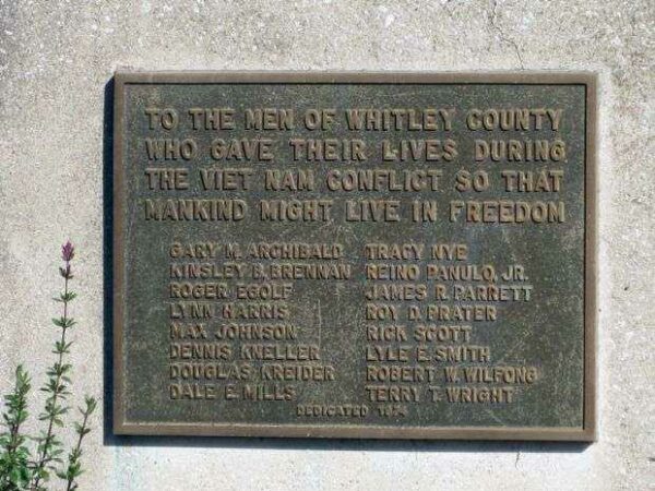 WHITLEY COUNTY VIET NAM HONOR ROLL MEMORIAL