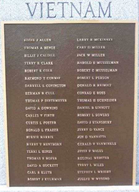 WAYNE COUNTY VIETNAM WAR MEMORIAL PLAQUE