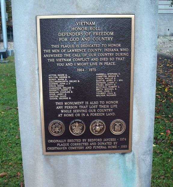 LAWRENCE COUNTY VIETNAM HONOR ROLL MEMORIAL DEDICATION PLAQUE