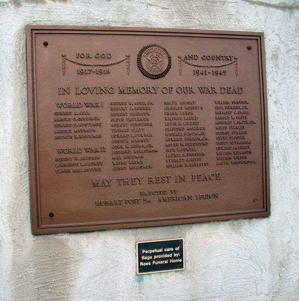 HOBART WAR VETERANS MEMORIAL PLAQUE A