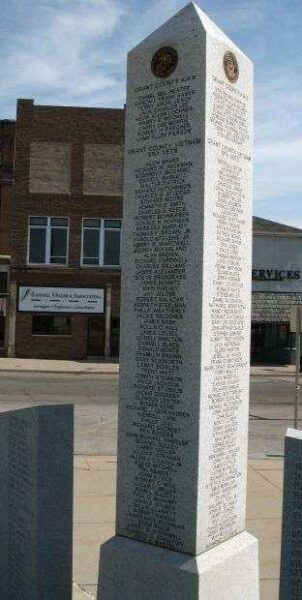 GRANT COUNTY VIETNAM WAR MEMORIAL OBELISK BACK