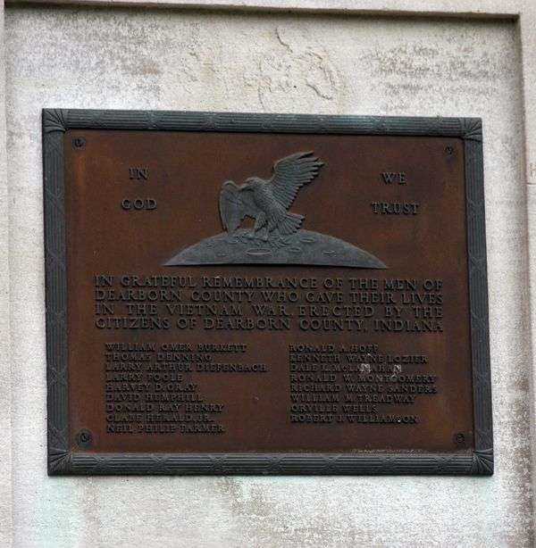 DEARBORN COUNTY VIETNAM WAR MEMORIAL PLAQUE