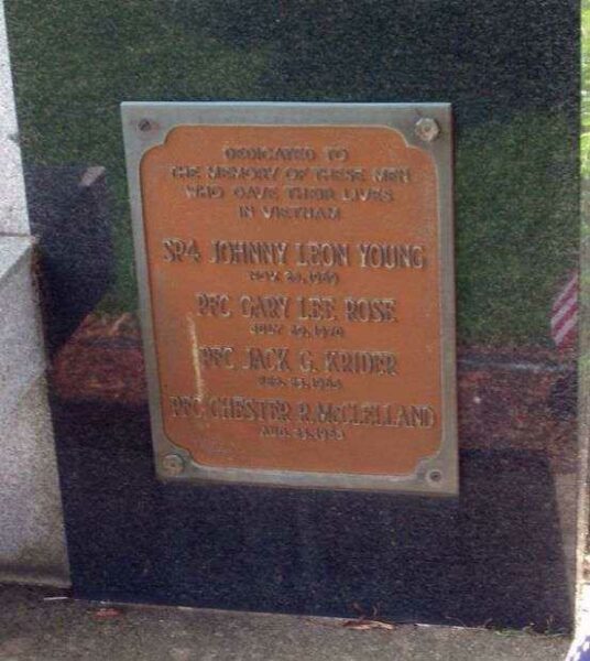 CLAY COUNTY VIETNAM WAR MEMORIAL BENCH PLAQUE B