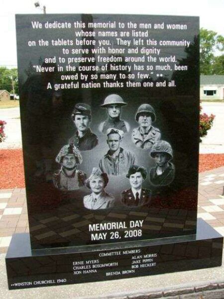 ST. ELMO AREA VETERANS MEMORIAL DEDICATION STONE BACK