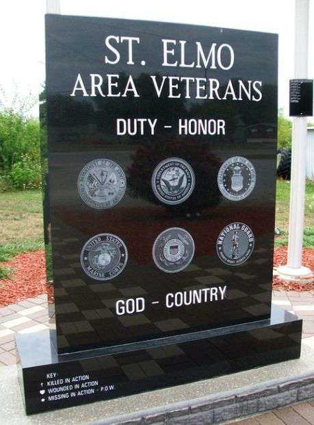 ST. ELMO AREA VETERANS MEMORIAL DEDICATION STONE FRONT
