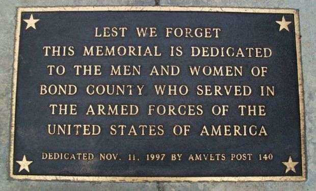 BOND COUNTY VETERANS MEMORIAL DEDICATION PLAQUE