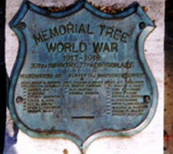 307TH INFANTRY HEADQUARTERS COMPANY MEMORIAL TREE PLAQUE