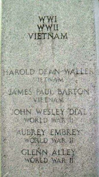 BLACKWATER VETERANS MEMORIAL HONOR ROLL STONE B