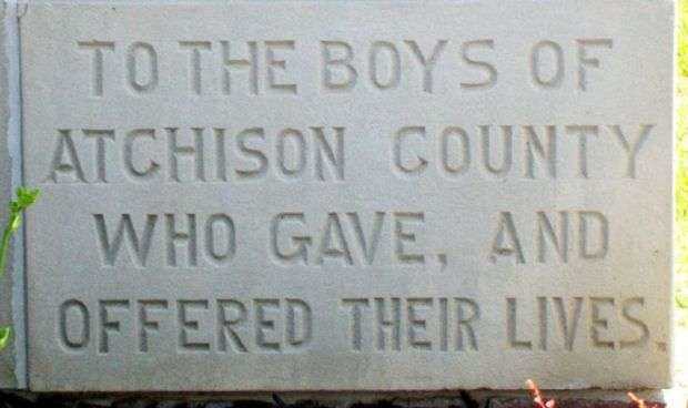 ATCHISON COUNTY WAR MEMORIAL DEDICATION STONE A