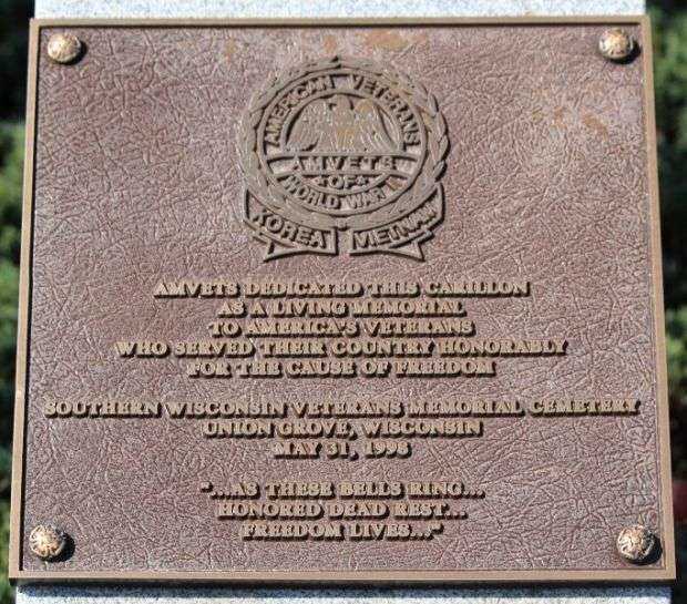 AMVETS WAR MEMORIAL CARILLON PLAQUE