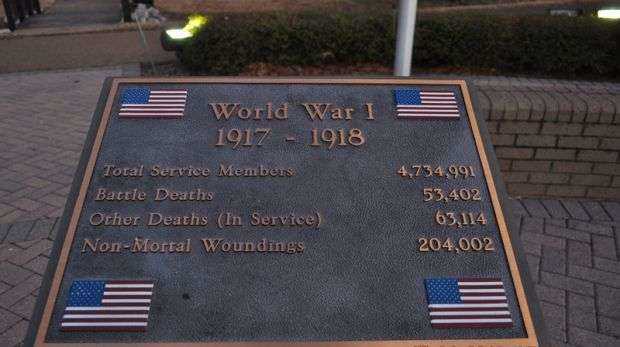 TOWN OF TUNICA VETERANS MEMORIAL WORLD WAR I PLAQUE