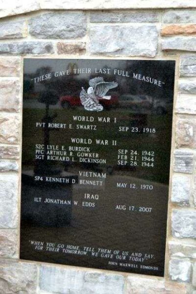 WHITE PIGEON FALLEN SOLDIERS WAR MEMORIAL HONOR ROLL PLAQUE