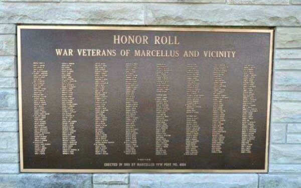 HONOR ROLL WAR VETERANS OF MARCELLUS AND VICINITY MEMORIAL