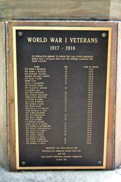 CASS COUNTY VETERANS MEMORIAL FLAGPOLE PLAQUE A