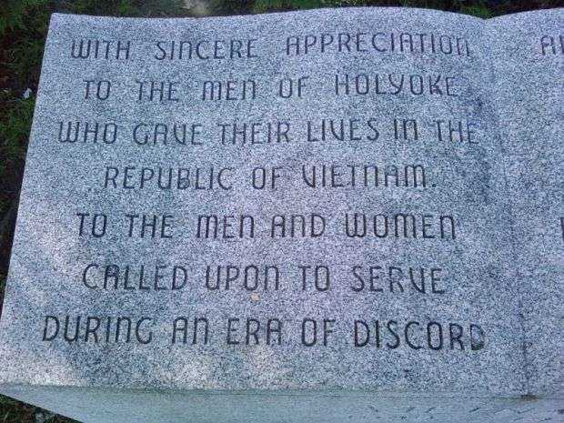HOLYOKE VIETNAM WAR MEMORIAL DEDICATION STONE A