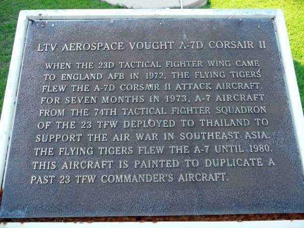 LTV AEROSPACE VOUGHT A-7D CORSAIR II MEMORIAL AIRCRAFT PLAQUE